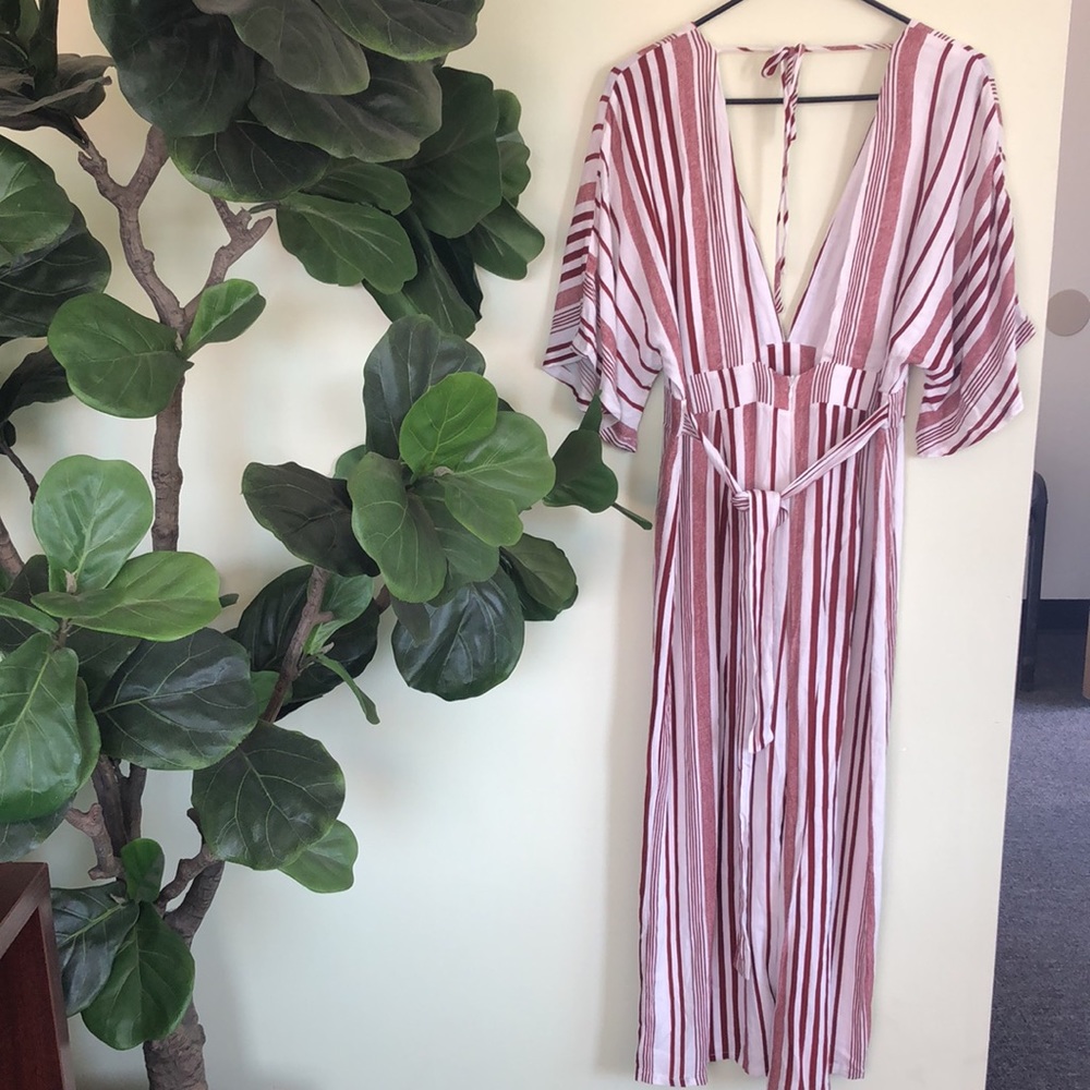 Lulus Hook Line Sinker Rust Red Striped Jumpsuit - image 8